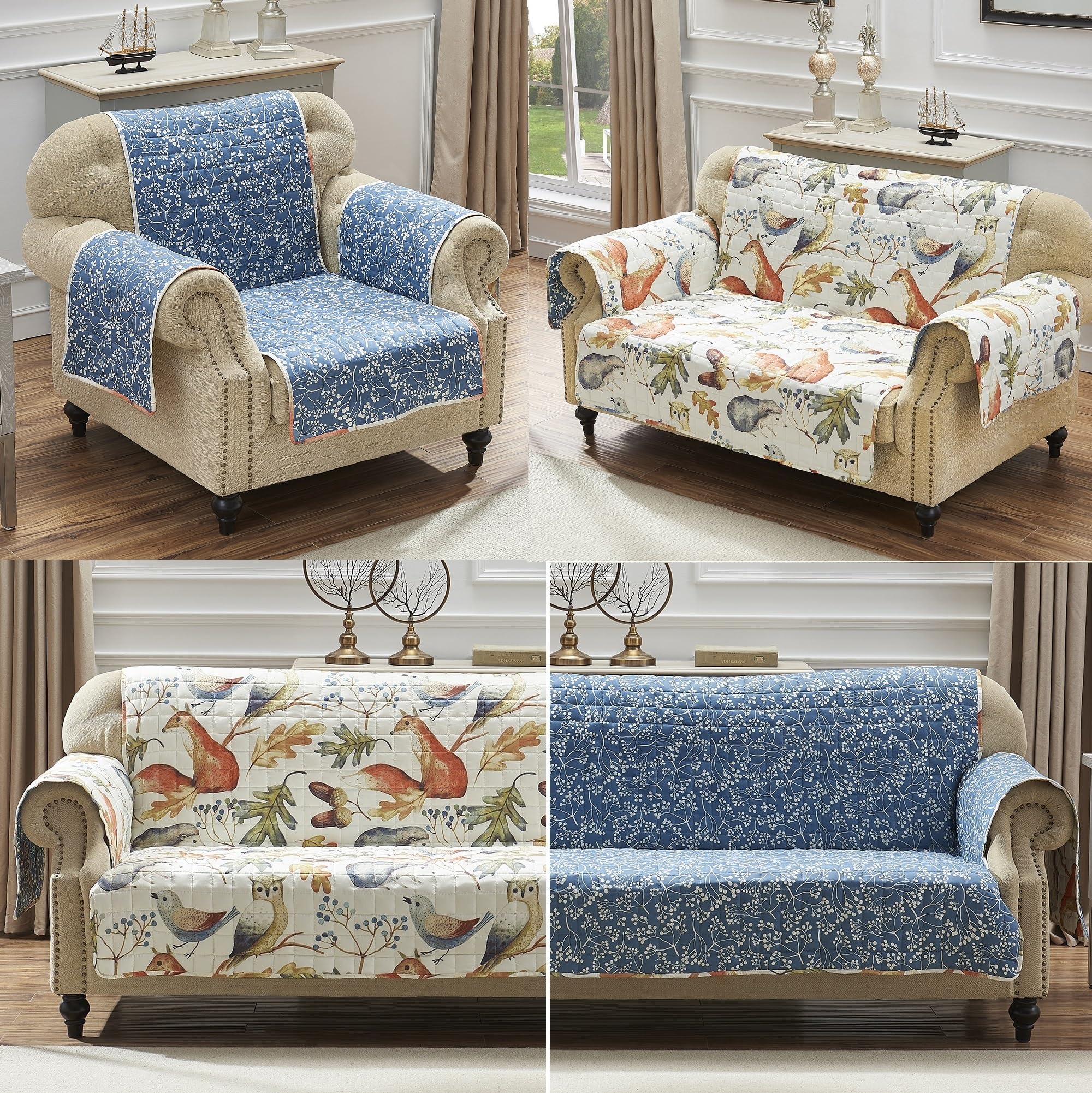 Amazon.com: Greenland Home Willow Reversible Slipcover - Furniture